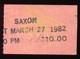 Metallica / Saxon 3-27-1982 Concert Ticket Stub Whisky A Go Go 2nd Show Ever