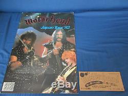 Motorhead 1982 Japan Tour Book w Ticket Stub Lemmy Hawkwind Concert Program