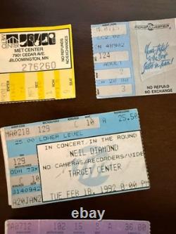NEIL DIAMOND CONCERT TICKET STUBs LOT Minnesota, 70's, 80's, 90's & 2000