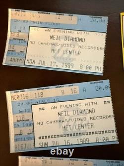 NEIL DIAMOND CONCERT TICKET STUBs LOT Minnesota, 70's, 80's, 90's & 2000