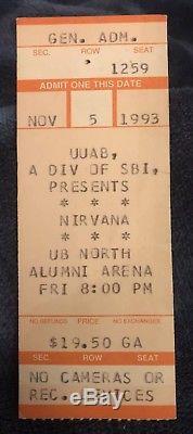 NIRVANA Concert Ticket Stub November 5, 1993, IN UTERO TOUR. Buffalo, NY