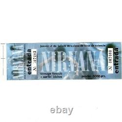 NIRVANA Concert Ticket Stub VALENCIA SPAIN 7/2/92 KURT COBAIN NEVERMIND TOUR