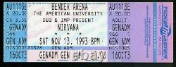 NIRVANA Full Concert Ticket Nov 13, 1993 BENDER ARENA WASHINGTON DC cobain stub