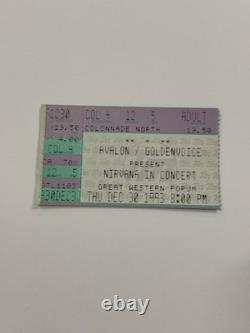 NIRVANA Full Concert Ticket Stub Dec 30, 1993 Los Angeles Great Western Forum