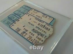 NIRVANA MUDHONEY Concert Ticket Stub 10/29/91 Portland Ore EXCELLENT CONDITION