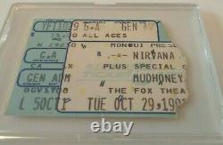 NIRVANA MUDHONEY Concert Ticket Stub 10/29/91 Portland Ore EXCELLENT CONDITION