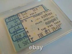 NIRVANA MUDHONEY Concert Ticket Stub 10/29/91 Portland Ore EXCELLENT CONDITION