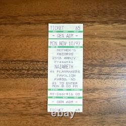 Nazareth Original Concert Ticket Stub 11/10/1997 Fargo ND Autographed by band