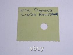Neil Diamond Linda Ronstadt Concert Ticket Stub Vintage 1970 Anaheim Conv Center