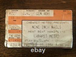 Nine Inch Nails Concert Ticket Stub Cabaret Metro July 1990 Meat Beat Manifesto