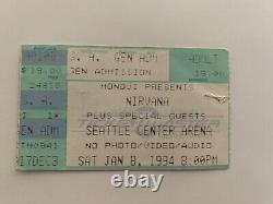 Nirvana 1/8/94 Ticket Stub Seattle Key Arena In Utero Tour Last EVER USA Concert