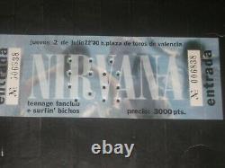 Nirvana 1992 Concert Ticket Stubjuly 2,1992plaza De Torosvalencia Spain