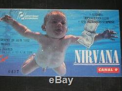 Nirvana 1992 Concert Ticket Stuble Zenith Paris France6/24/92kurt Cobain