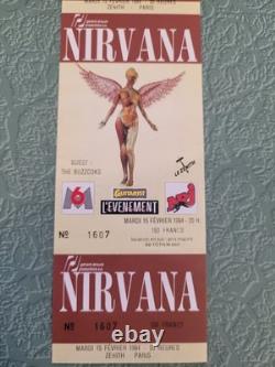 Nirvana 1994 Paris Concert Ticket In Utero Tour Unused