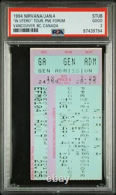 Nirvana Concert Ticket Stub In Utero Tour Vancouver Last Show In Canada 1/4/94