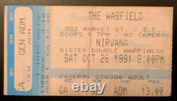 Nirvana Concert Ticket Stub Oct 26 1991 Warfield San Francisco Nevermind L7