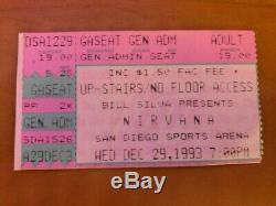 Nirvana RARE concert ticket stub from San Diego Sports Arena on 12/29/93