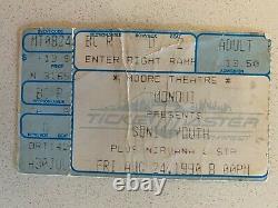 Nirvana Sonic Youth Concert Ticket Stub Moore Theater Seattle 1990