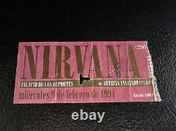 Nirvana Ticket Stub 1994 February 9 Madrid Spain Concert Kurt Cobain Live Rare
