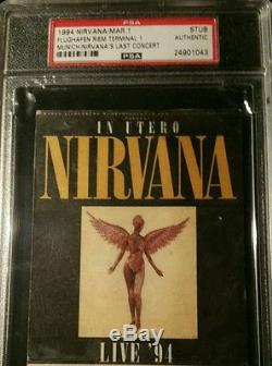 Nirvana Very Rare Last Concert Ticket Stub 1994 Kurt Cobain Not Signed PSA 1/1