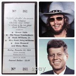Nov 22 1963 JFK Assassination Hank Williams Jr Ticket Stub USA History Phantom