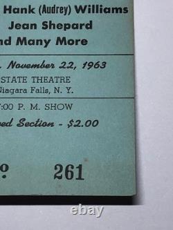 Nov 22 1963 JFK Assassination Hank Williams Jr Ticket Stub USA History Phantom