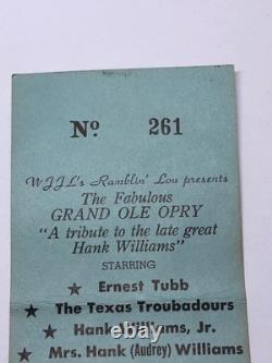 Nov 22 1963 JFK Assassination Hank Williams Jr Ticket Stub USA History Phantom