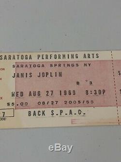 ORIGINAL Janis Joplin 1969 Concert Ticket Stub Saratoga New York Post Woodstock