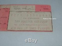 OZZY 1982 Concert Ticket Stub HOUSTON Mega Rare RANDY RHOADS Starfighters U. F. O