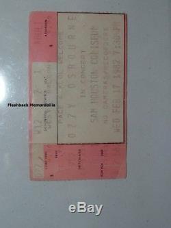 OZZY 1982 Concert Ticket Stub HOUSTON Mega Rare RANDY RHOADS Starfighters U. F. O