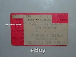 OZZY / MOTORHEAD 1981 Concert Ticket Stub HOUSTON Mega Rare RANDY RHOADS Lemmy