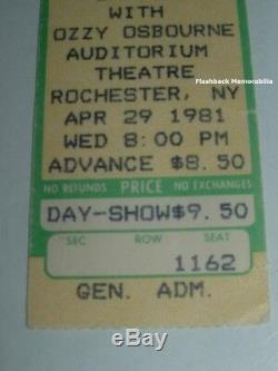 OZZY / MOTORHEAD 1981 Concert Ticket Stub ROCHESTER Mega Rare RANDY RHOADS Lemmy