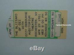 OZZY / MOTORHEAD 1981 Concert Ticket Stub ROCHESTER Mega Rare RANDY RHOADS Lemmy