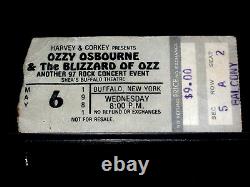 OZZY OSBOURNE 1981 Concert Ticket Stub 5/6/1981 with RANDY RHOADS BUFFALO RARE