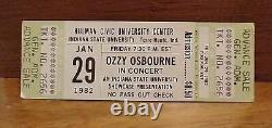 OZZY OSBOURNE 1982 Concert Ticket Stub 1/29/1982 with RANDY RHOADS Indiana RARE