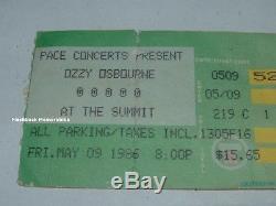 OZZY OSBOURNE / METALLICA 1986 Concert Ticket Stub HOUSTON TX Cliff Burton RARE