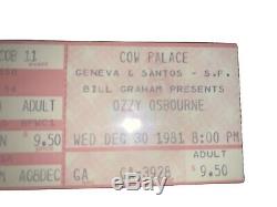 OZZY Osbourne 1981 Concert Ticket Stub RANDY RHOADS Cow Palace San Francisco CA