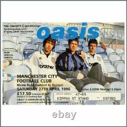 Oasis 1996 Manchester City Football Club Concert Ticket Stub (UK)