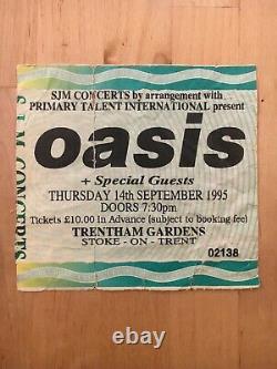 Oasis ticket stub used 1995 gig Stoke Trentham Gardens concert UK England tour