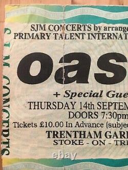 Oasis ticket stub used 1995 gig Stoke Trentham Gardens concert UK England tour