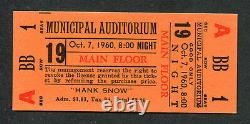 Original 1960 Country Music Full Unused concert ticket Hank Snow I'm Movin On