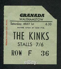 Original 1965 Kinks Yardbirds Jeff Beck concert ticket stub Walthamstow UK