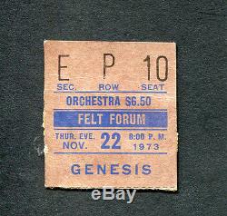 Original 1973 Genesis concert ticket stub Felt Forum Foxtrot Tour Peter Gabriel