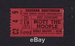 Original 1973 Mott The Hoople Aerosmith Trower Concert Ticket Stub Ohio State U