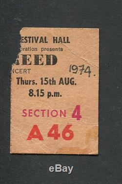 Original 1974 AC/DC Lou Reed concert ticket stub Melbourne before Bon Scott RARE