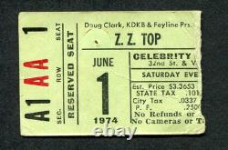 Original 1974 ZZ Top concert ticket stub Phoenix AZ Tres Hombres