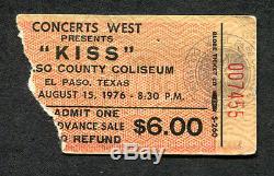 Original 1976 Kiss concert ticket stub El Paso Texas Destroyer Tour