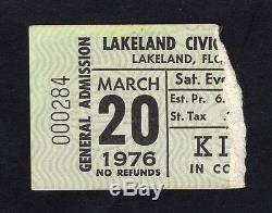 Original 1976 Kiss concert ticket stub Lakeland FL Alive Tour Destroyer