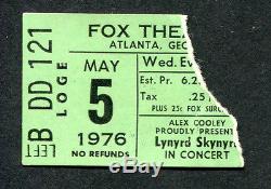 Original 1976 Lynyrd Skynyrd concert ticket stub Atlanta One More From The Road
