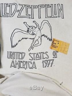 Original 1977 Led Zeppelin Raglan Concert T Shirt With Ticket Stub March 3 Okc